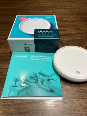 Dodow Sleep Aid Device in White with Teal Packaging